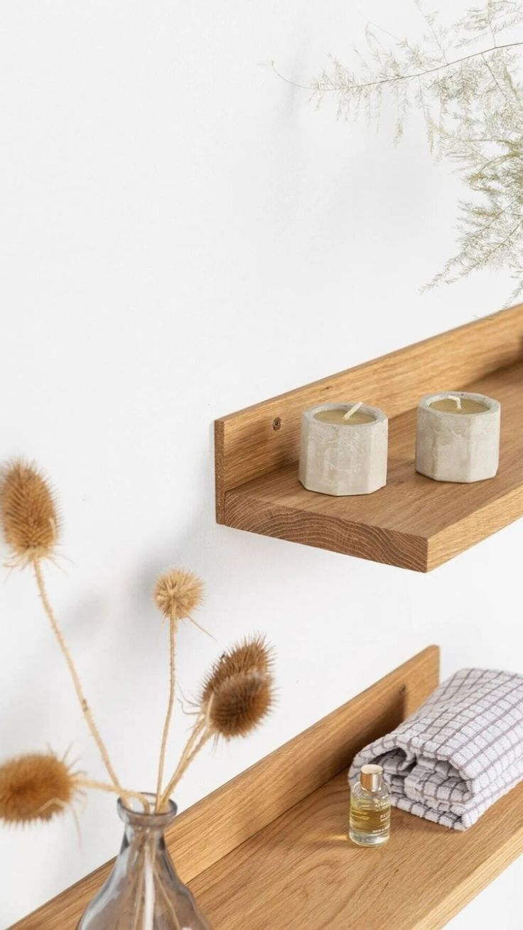 Modern Wood Shelf - Handmade Small Bathroom Book Shelves with