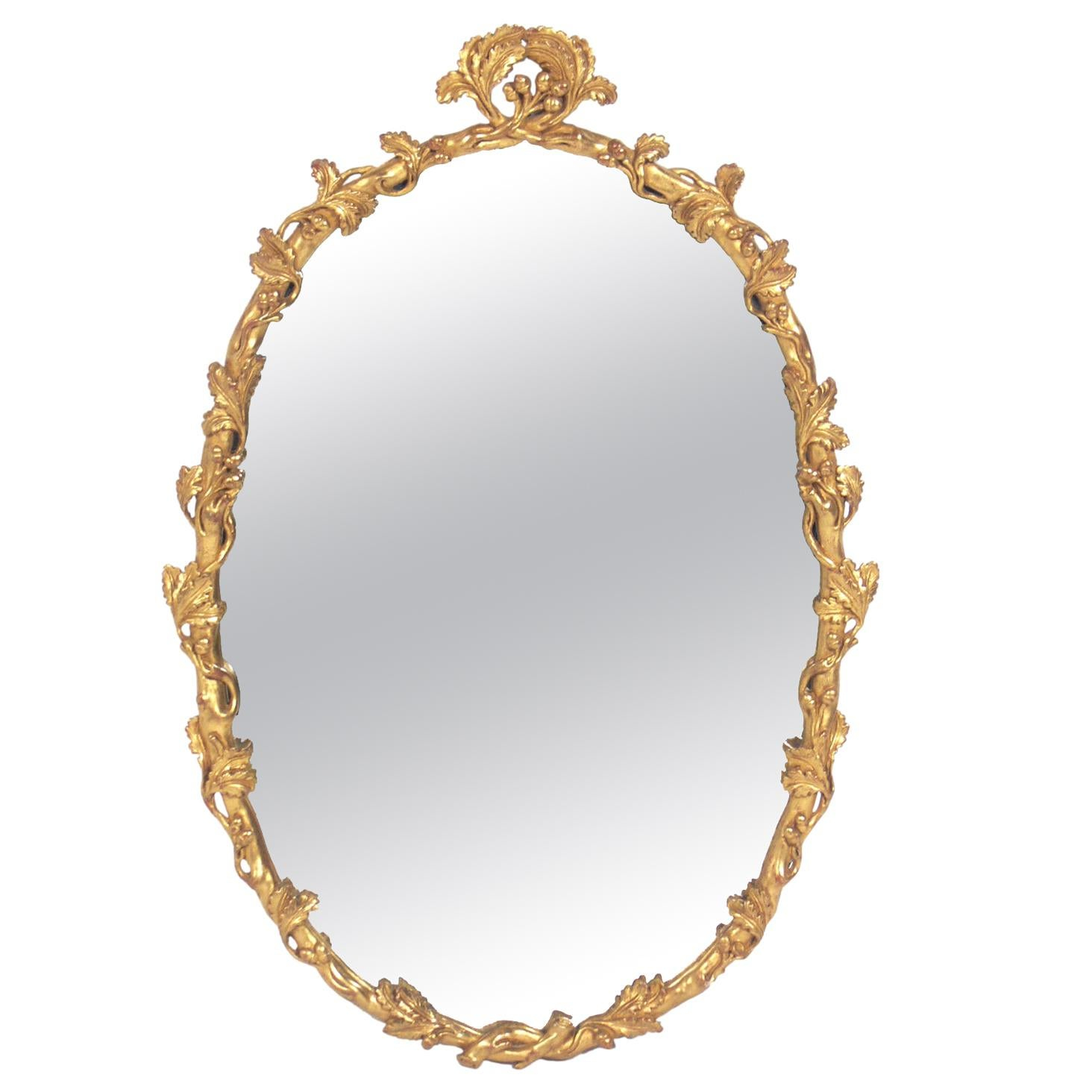 Modernist Oval Gold Leaf Mirror At 1Stdibs for