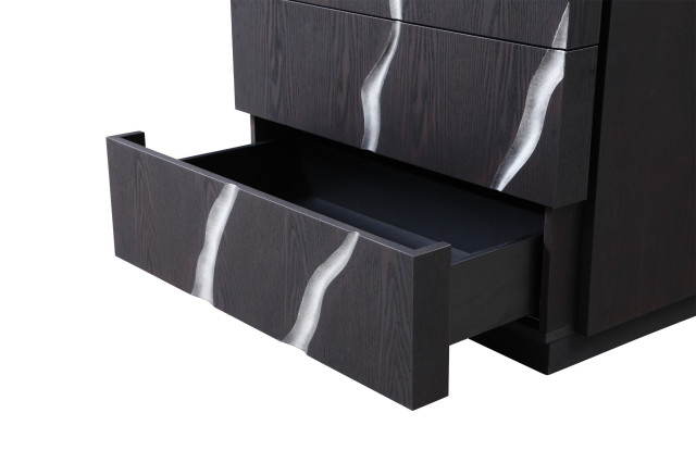 Modrest Aspen Modern Matte Brown Ash And Silver Chest - Contemporary ... pertaining to Integrating the Modrest Fearn Dresser into Your Modern Living Space