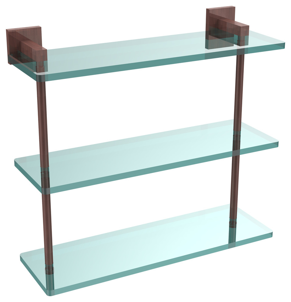 Montero Collection 16" Triple Tiered Glass Shelf - Contemporary ... inside Elevate Your Bathroom Organization with a Triple Tiered Glass Shelf