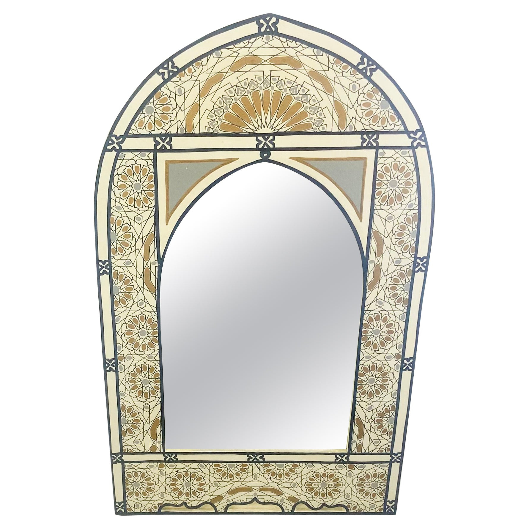 Moroccan Bohemian Style White And Gold Arch Shape Wall, Table Or Vanity ... intended for