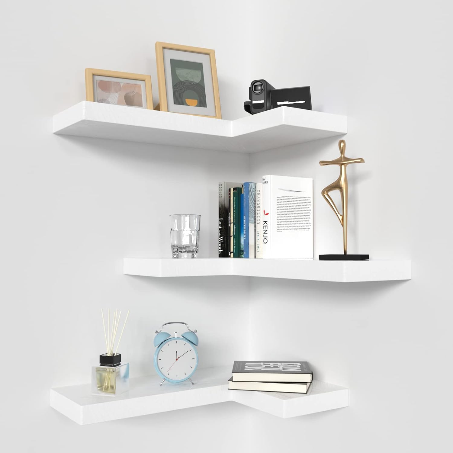Nature's Source Corner Floating Shelves With Invisible Brackets, Corner ... regarding