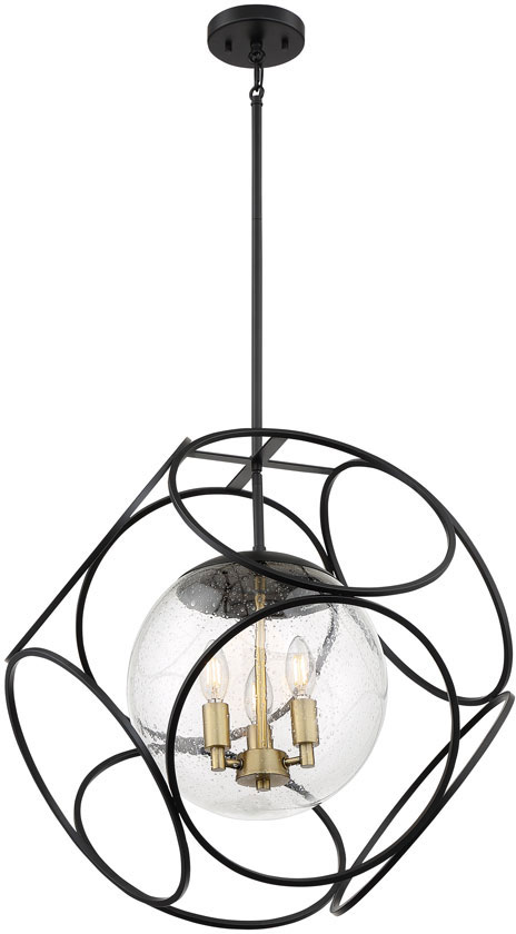 Nuvo 60-6947 Aurora Contemporary Black And Vintage Brass 22" Drop ... with regard to Elevate Your Home Lighting with the Nuvo Intention Warm Brass Black Pendant