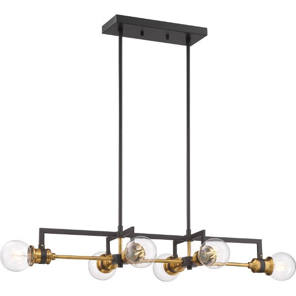 Nuvo Lighting 60/6977 Intention 6 Lt Island Pendant In Warm Brass ... intended for Elevate Your Home Lighting with the Nuvo Intention Warm Brass Black Pendant
