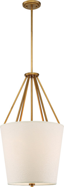 Nuvo Seneca 3-Light Natural Brass Pendant Light Fixture - Transitional ... in Elevate Your Home Lighting with the Nuvo Intention Warm Brass Black Pendant