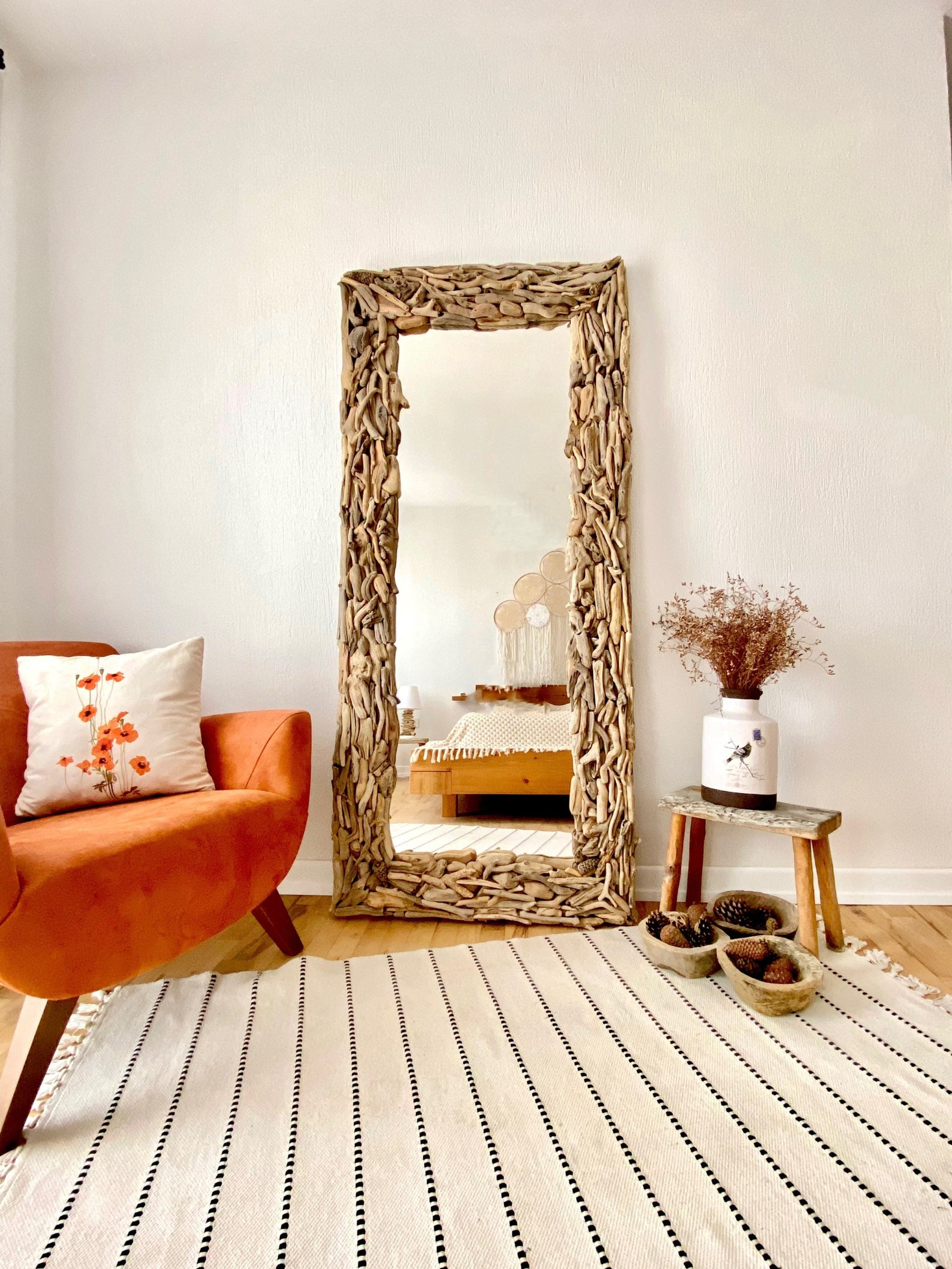 Oversized Floor Mirror Tall Narrow Mirror Full Length, Driftwood Floor ... regarding The Artisanal Beauty of Cyan Design's Tall Skinny Mirror Rustic Verde