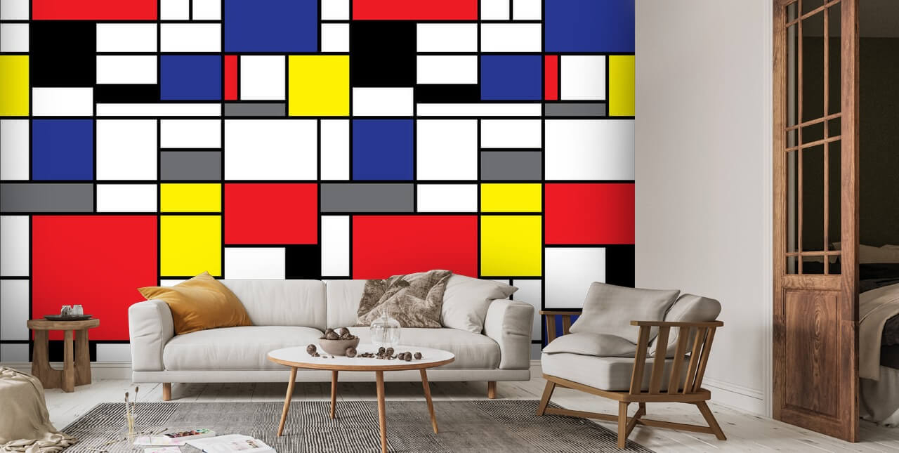 Papier Peint Mondrian | Wallsauce Fr intended for