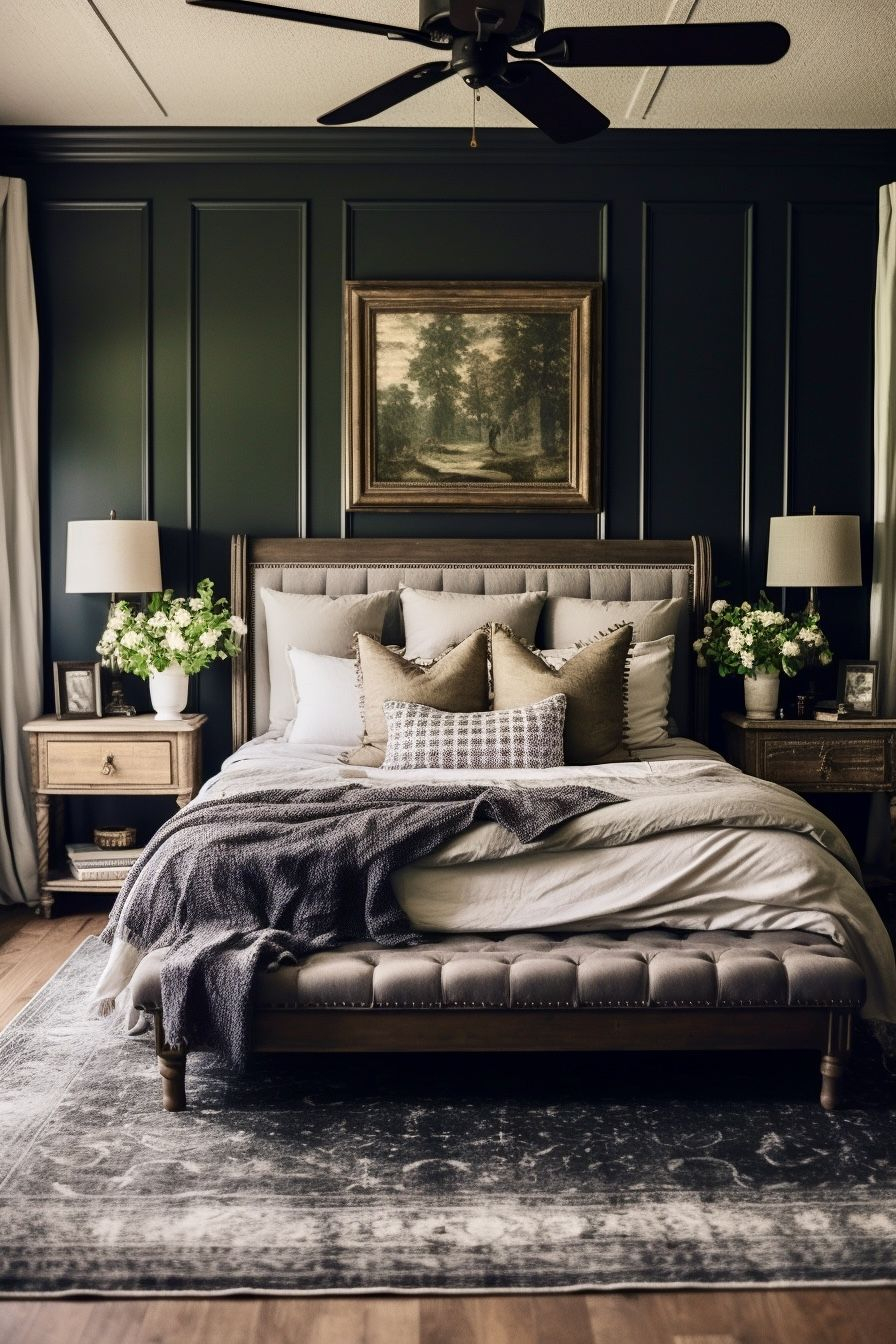 Pin By Michelle T. On Dark Academia /Traditional Interior Ideas In 2024 ... throughout Six Gorgeous Bedroom Wall Treatments to Inspire Your Next Reno