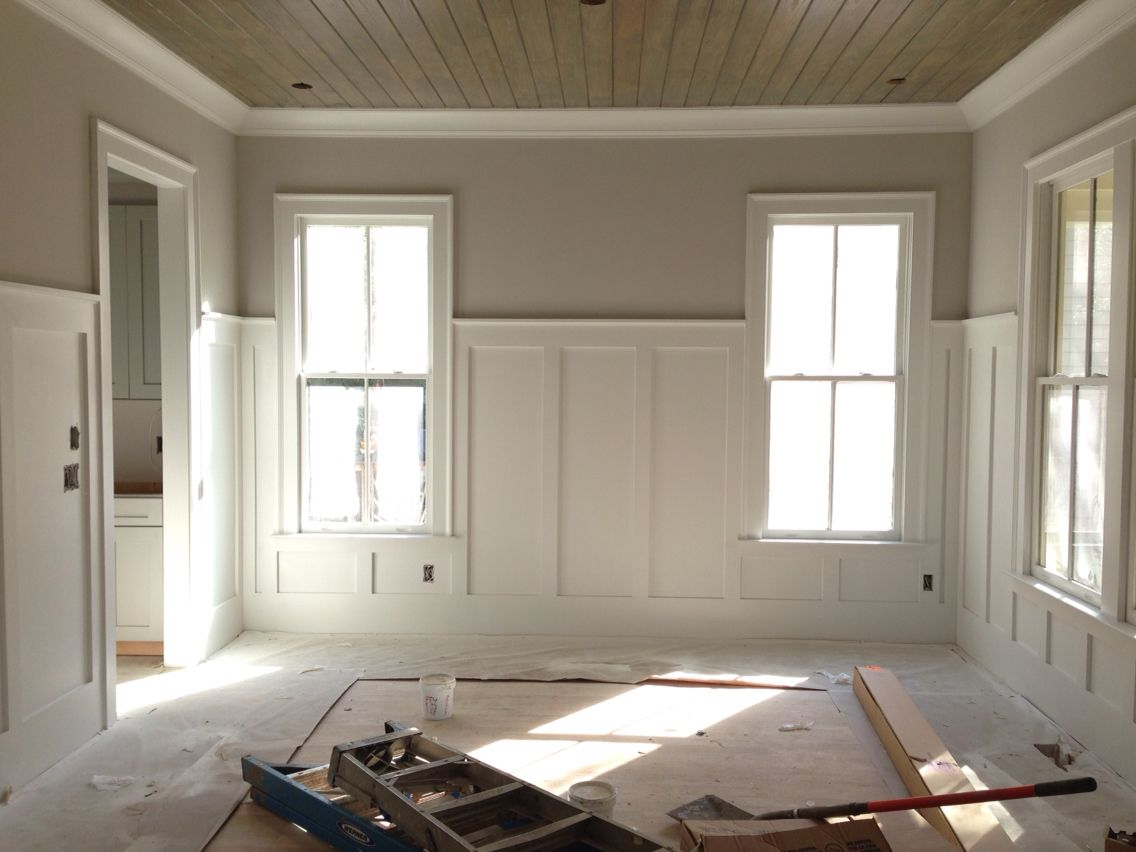 Pine Tongue And Groove Ceiling With 5' Tall Wainscoting I Did In ... with regard to The Secret to Taller Rooms Vertical Tongue and Groove Paneling Explained