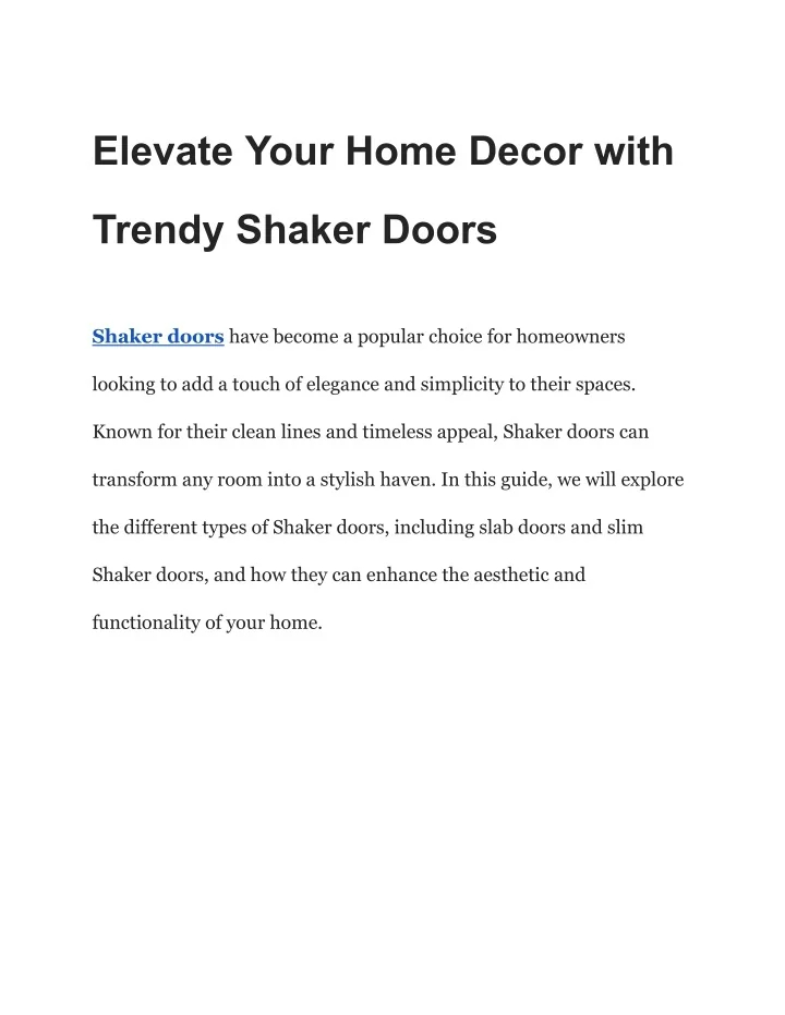 Ppt - Elevate Your Home Decor With Trendy Shaker Doors Powerpoint ... with