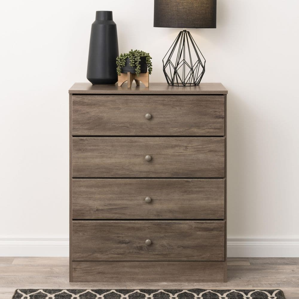Prepac Astrid Drifted Gray Finish 4-Drawer Chest Of Drawers (36.25 In H ... inside A Closer Look at the Popular Drifted Gray Finish in Mid-Century Dressers