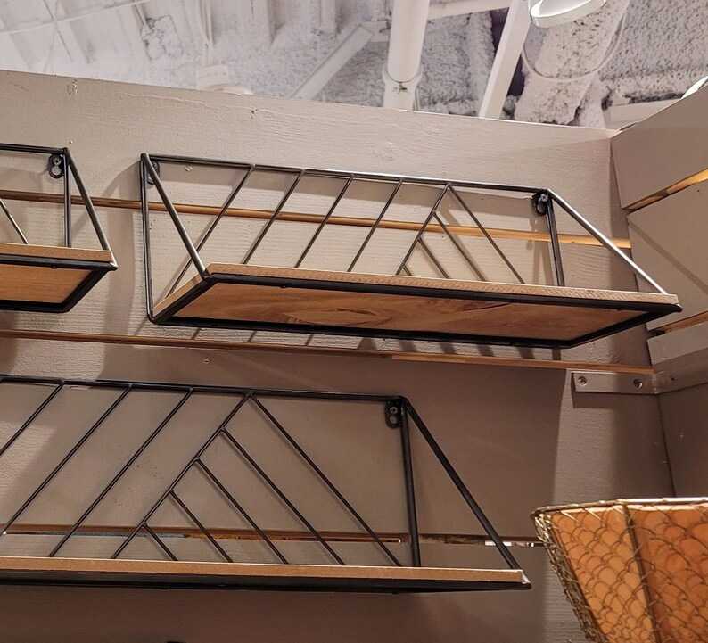 Rustic Wood &Amp; Metal Wall Shelves - Etsy regarding