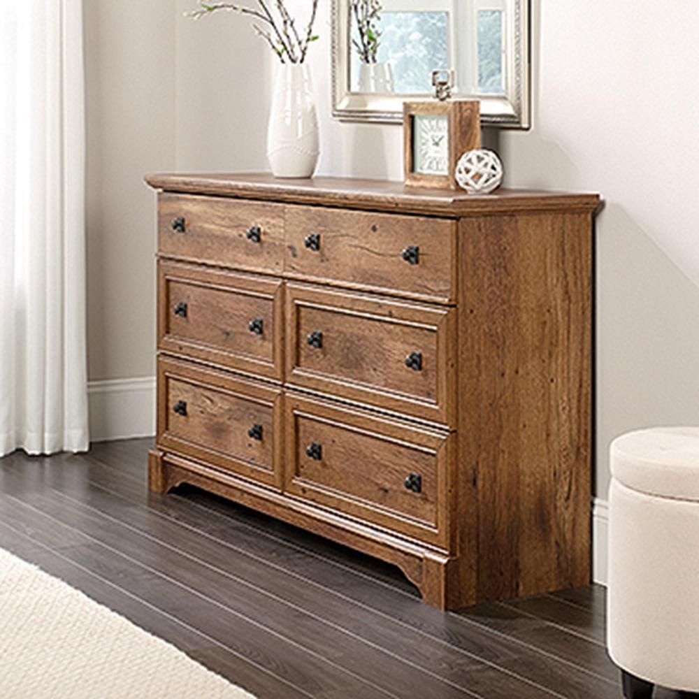 Sauder Palladia 6-Drawer Vintage Oak Dresser-420613 - The Home Depot in Elevate Your Storage Solutions with the Peridot 6 Drawer Dresser