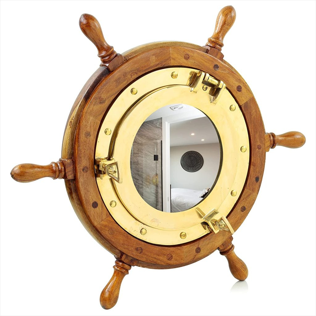 Ship Wheel Mirror | The Mirror Guide regarding Your Questions Answered About the 24-Inch Ship Wheel Porthole Mirror