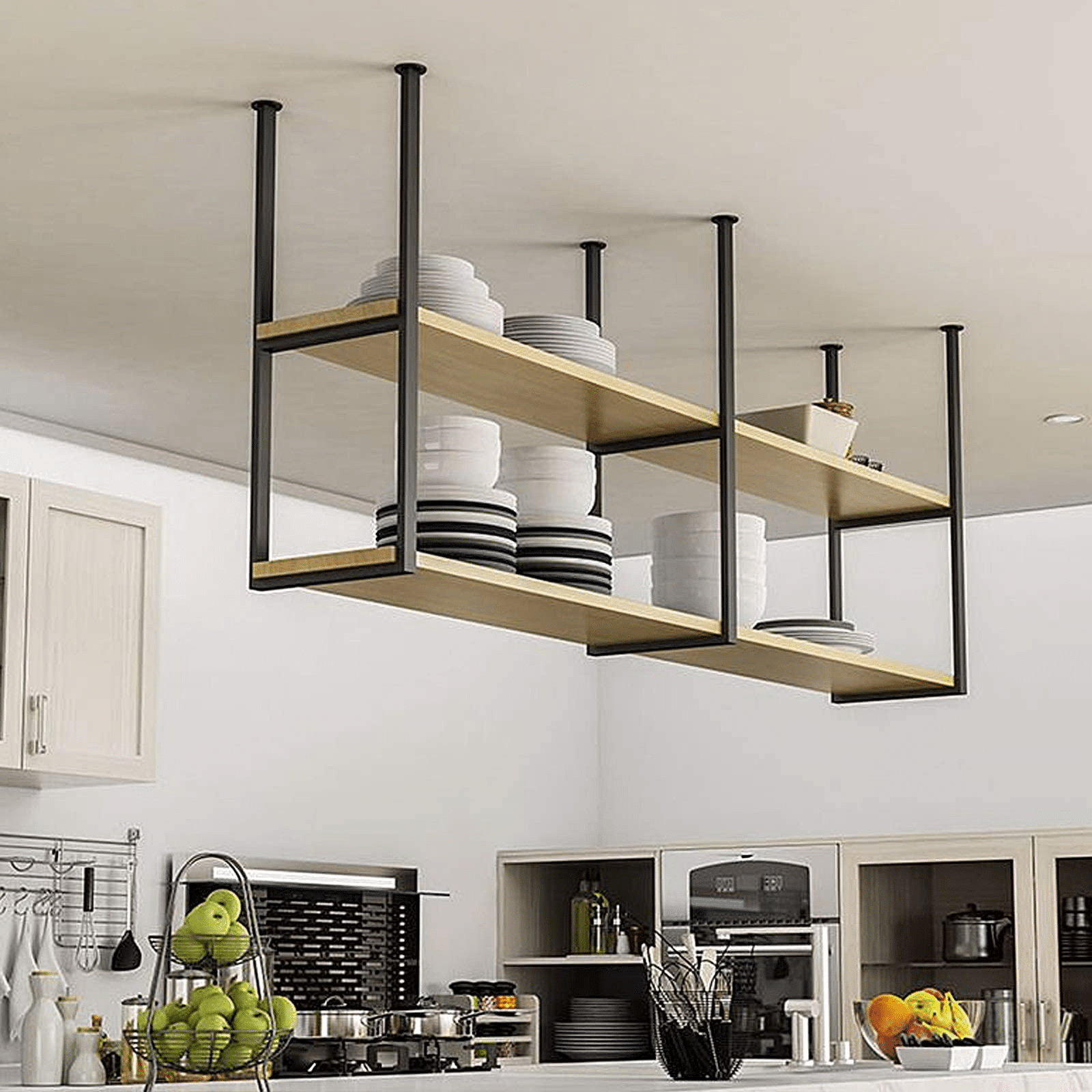 Sky's The Limit: Maximizing Storage With Suspended Kitchen Shelves ... for