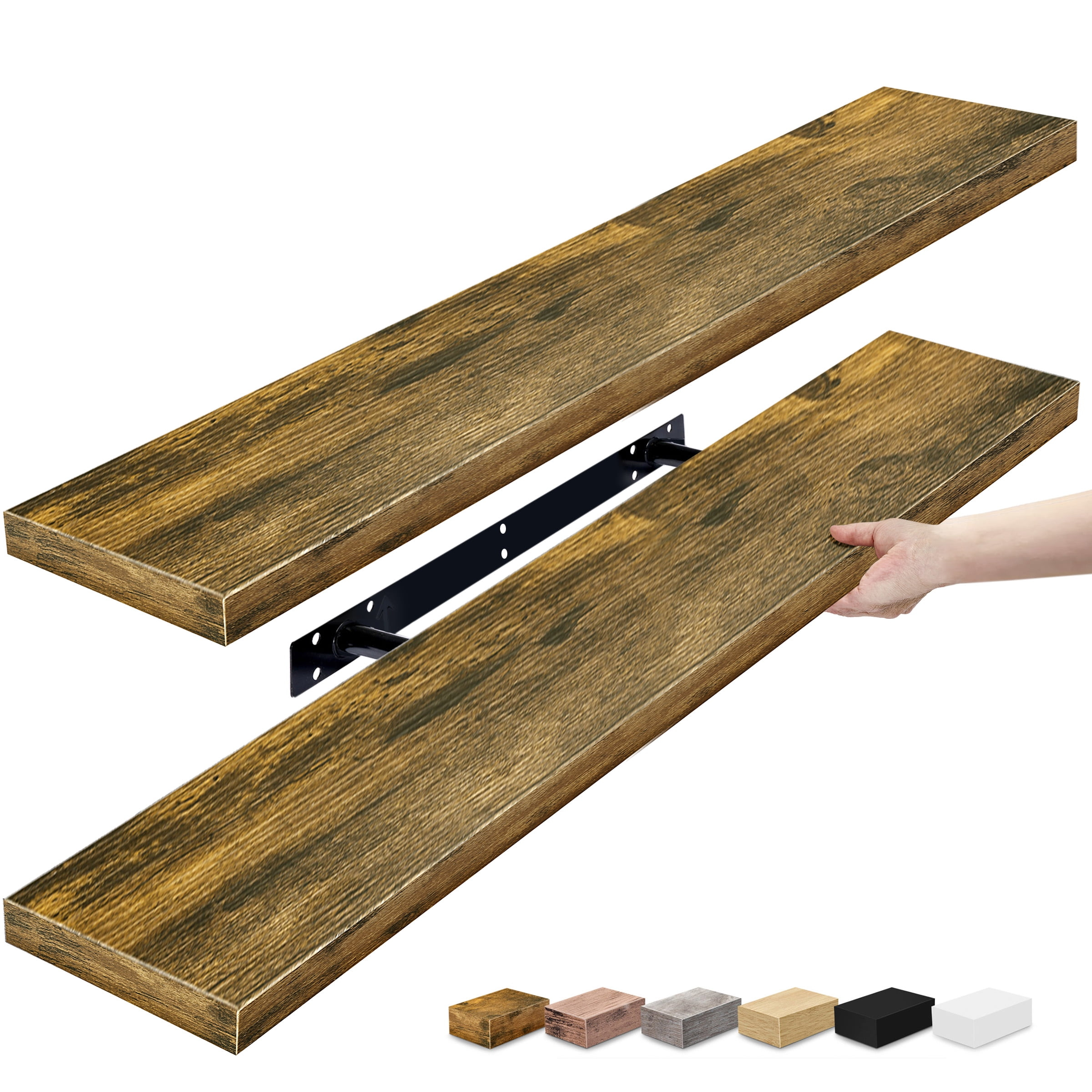 Sorbus Extra Long Floating Rectangle Shelves – 35" L X 9" D X 1.5" H ... pertaining to