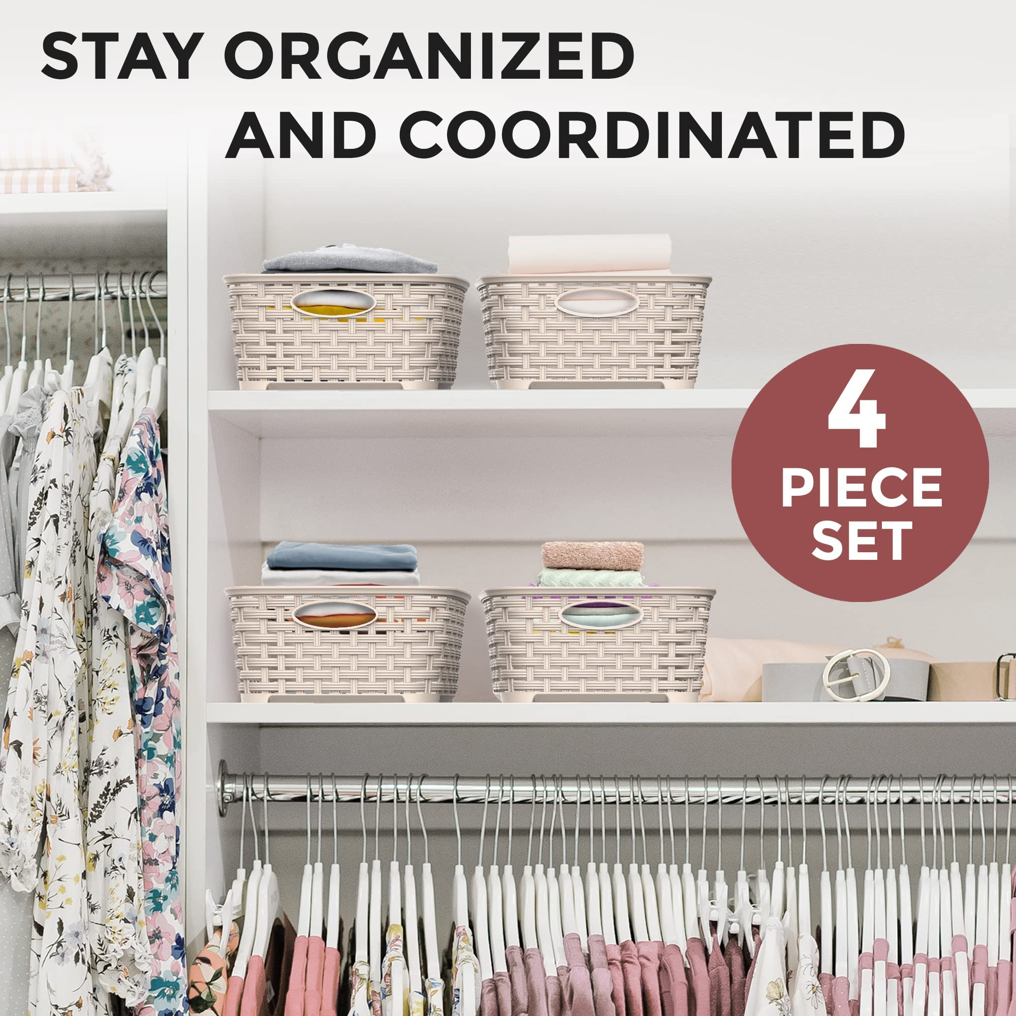 Stackable Storage Baskets - Beige - Muellerhome.us within