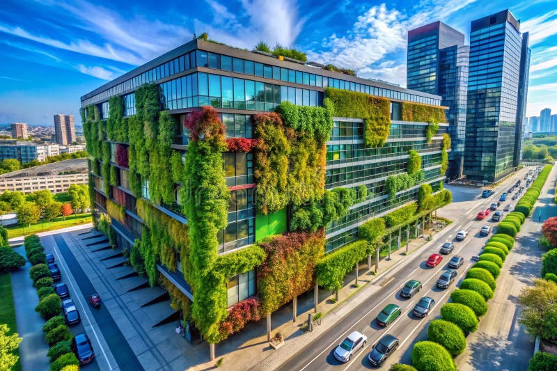 Sustainable Urban Living A Modern Office Building Embraces Green ... pertaining to The Secrets to a Thriving and Lush Living Wall