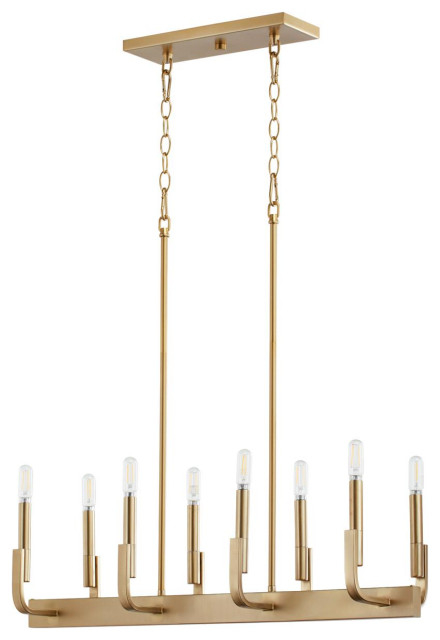 Tempo 8 Light Island Light, Aged Brass - Transitional - Kitchen Island ... within