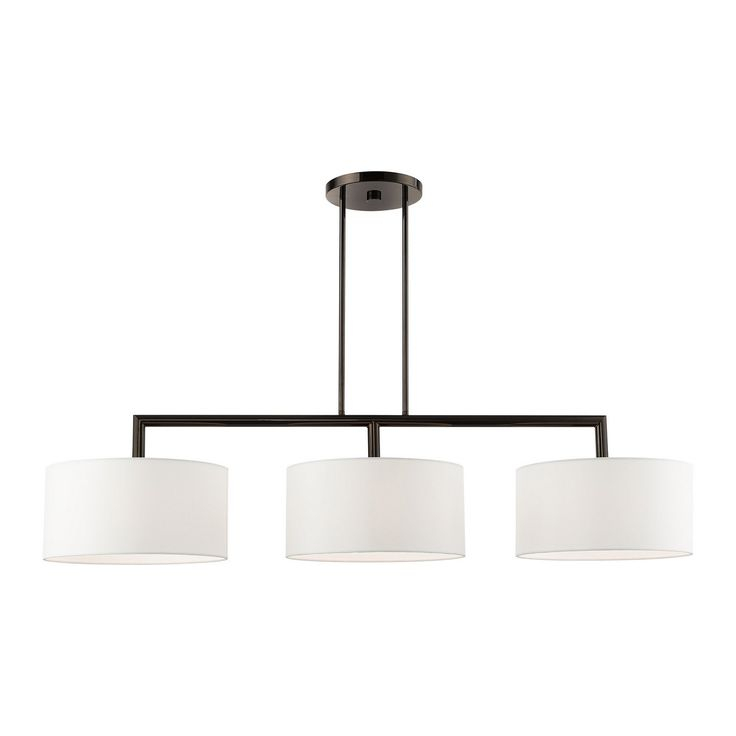 Three Light Linear Chandelier From The Meridian Collection In Black ... regarding