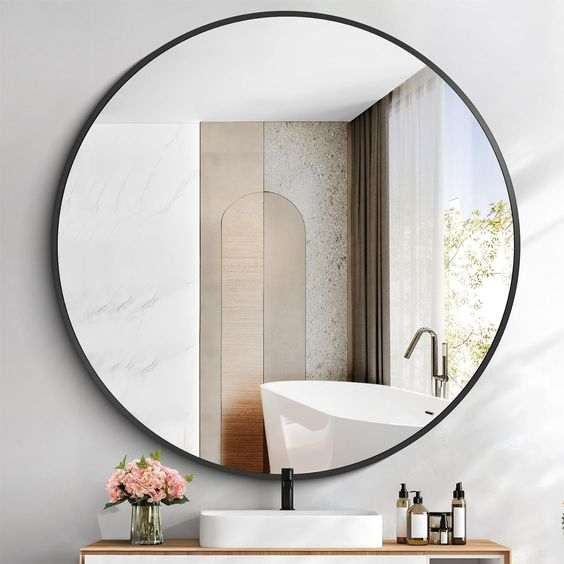 Timeless Round Framed – Purmirrors.com inside Unveiling the Timeless Appeal of the Engrahm Framed Mirror in White, 26 Inches