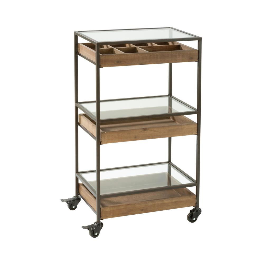 Tripar International, Inc. 3-Tier Metal/Wood 4-Wheeled Storage Cart In ... for