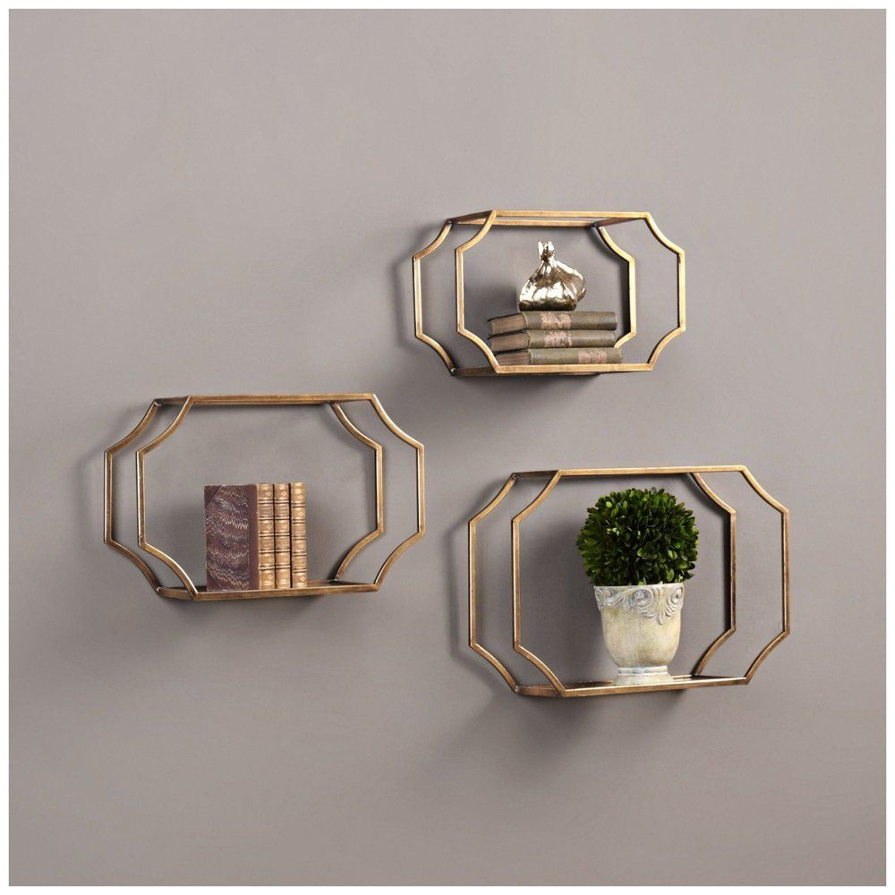 Uttermost Lindee Antiqued Gold Leaf 3-Piece Wall Shelves Set | Wall ... with Your Guide to Incorporating the Uttermost Auley Gold Wall Shelf
