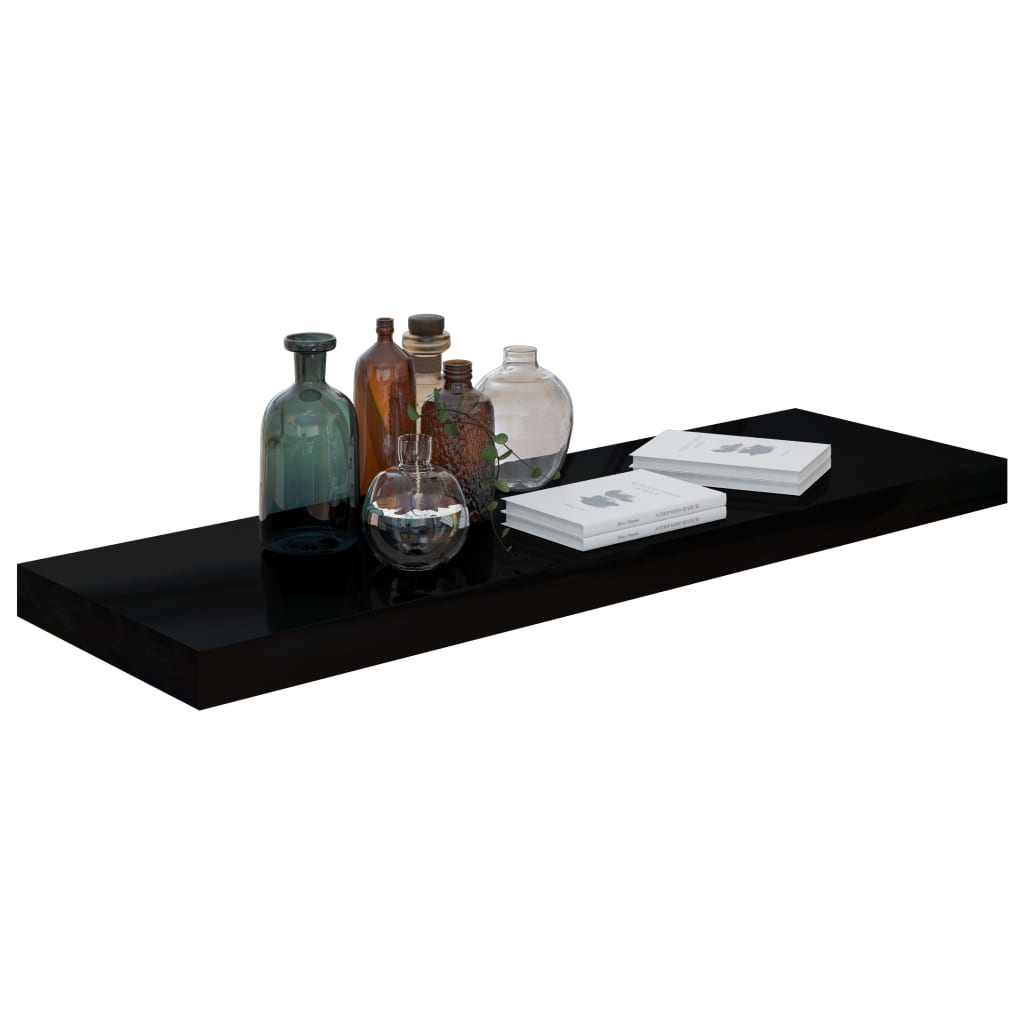 Vidaxl Floating Wall Shelf High Gloss Black 80X23.5X3.8 Cm Mdf - Wood ... within Your Guide to Stylish Storage with Vidaxl Floating Wall Shelves