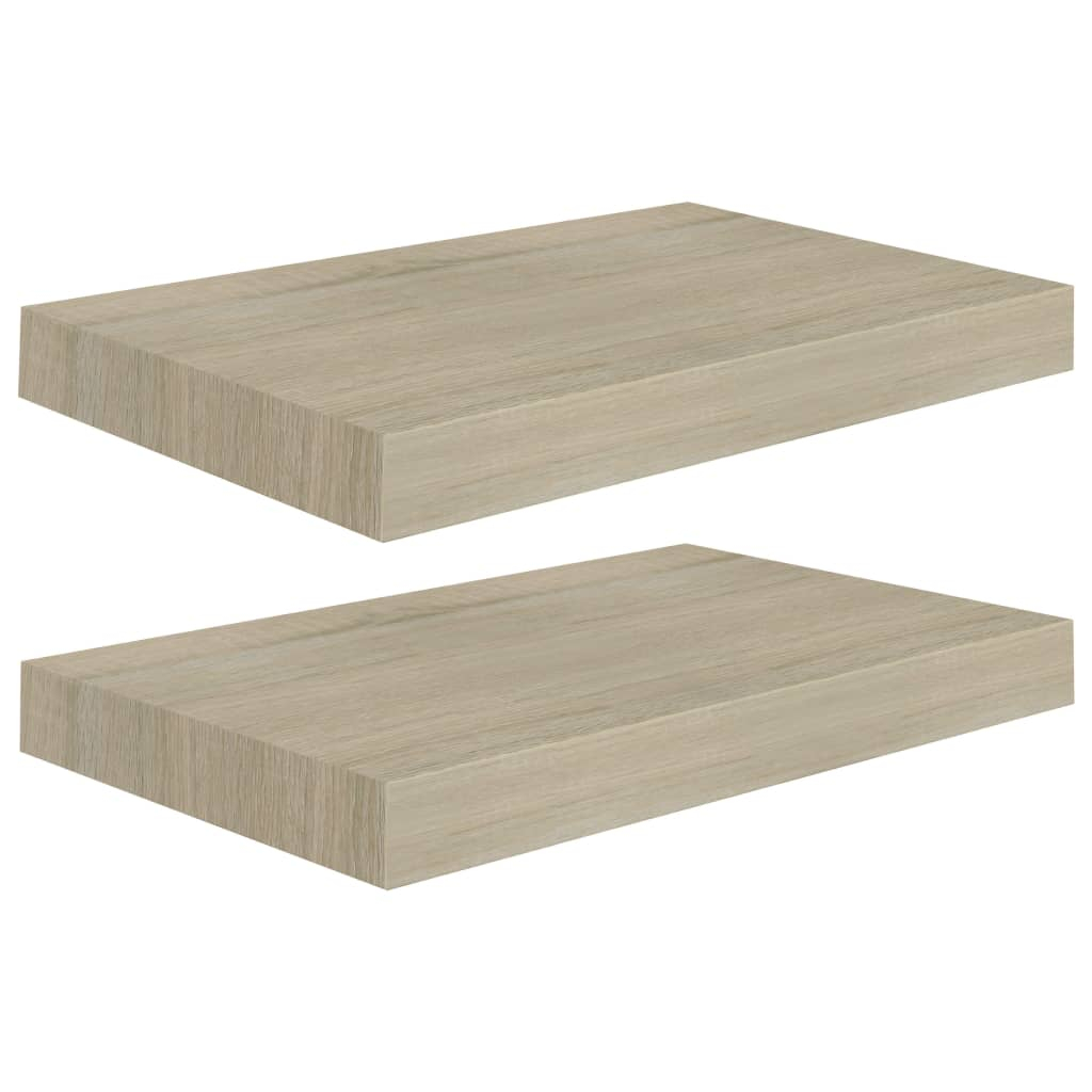 Vidaxl Floating Wall Shelves 2 Pcs Oak 15.7"X9.1"X1.5" Mdf | Vidaxl.com regarding
