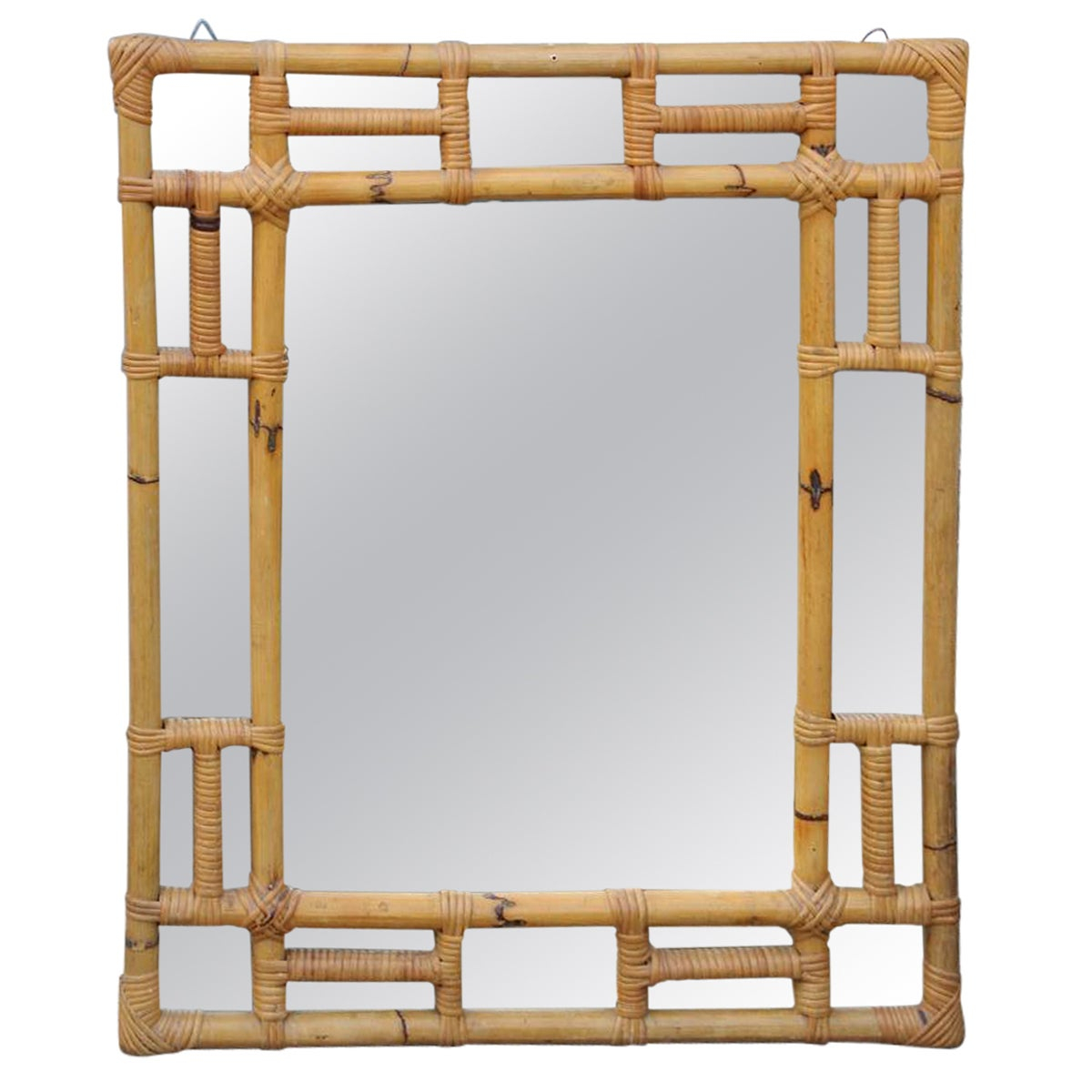 Wall Mirror Midcentury Italian Design Solid Bamboo Minimal Vivai Del ... pertaining to Decorating with Bamboo Square Wall Mirrors Understanding Natural and Black Options