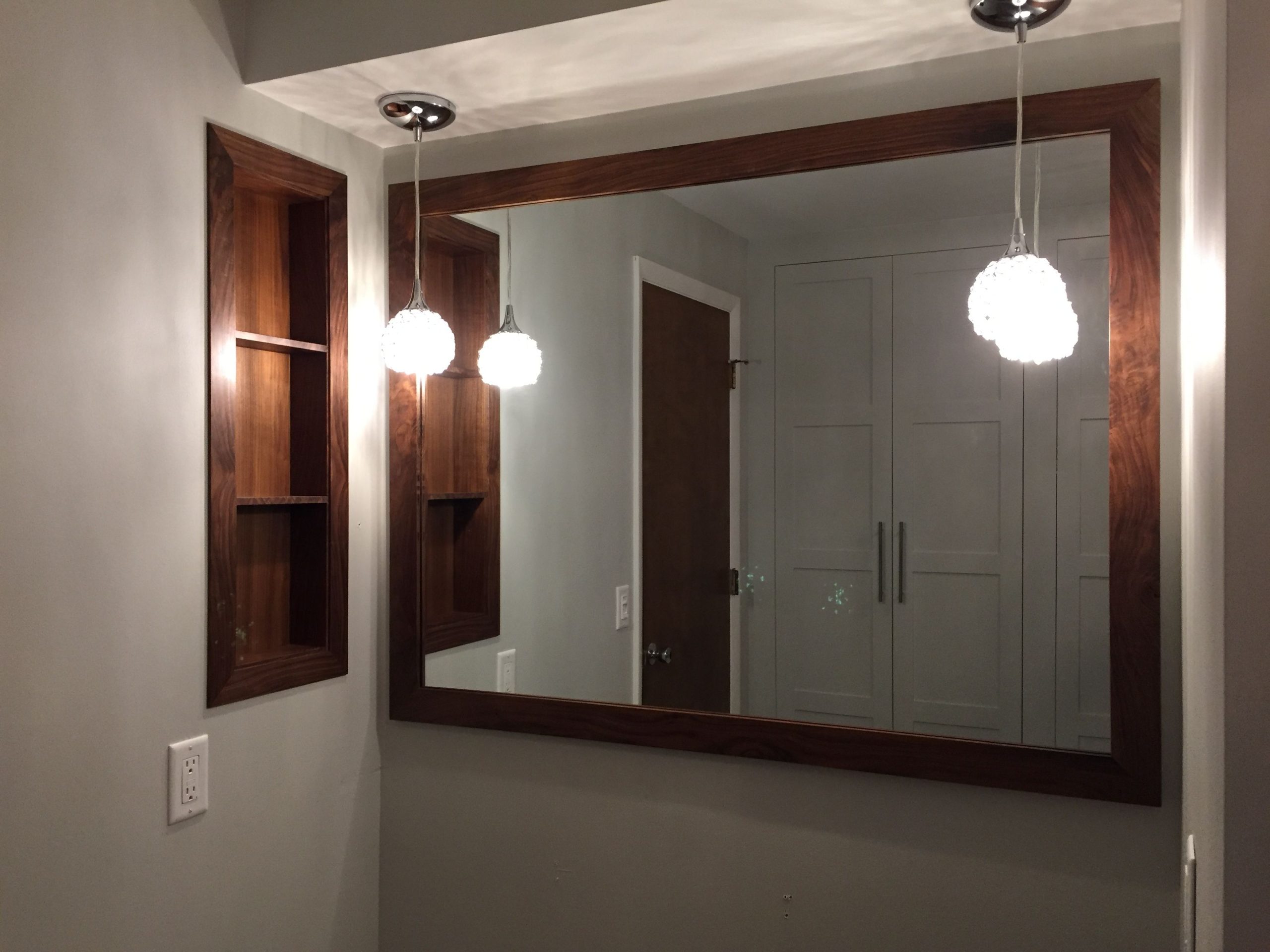 Walnut Mirror And Shelf | Walnut Mirror, Bathrooms Remodel, Bathroom in The Enduring Charm of Walnut Rectangle Mirrors in Home Design