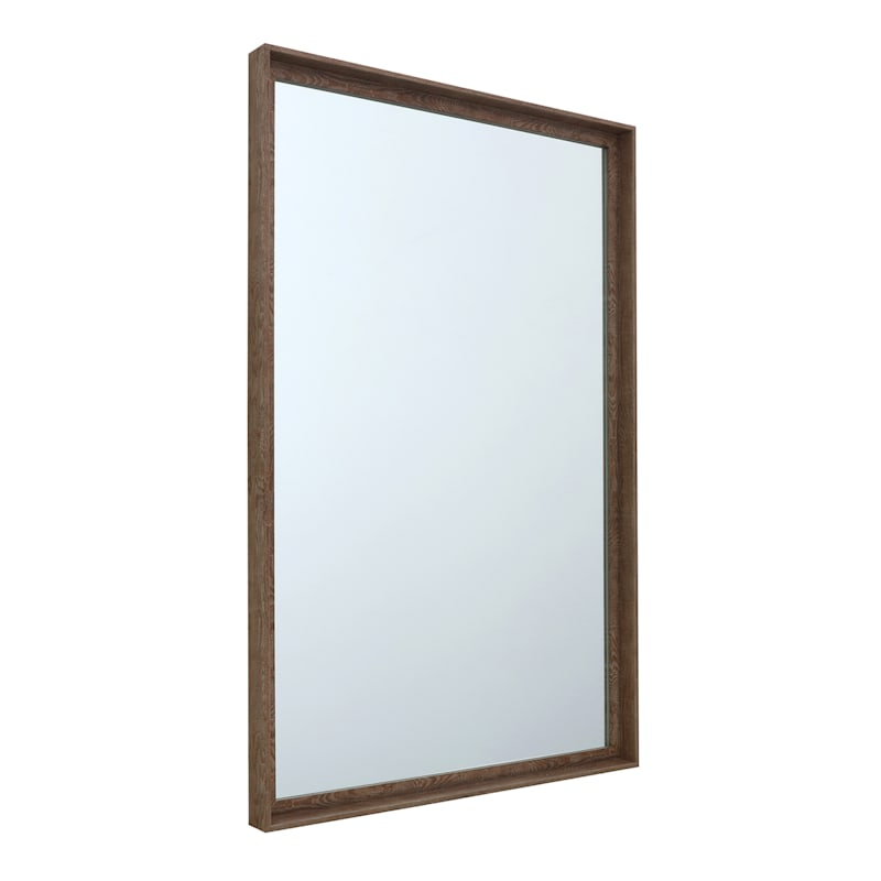 Warm Walnut Rectangle Wall Mirror, 24X36 intended for