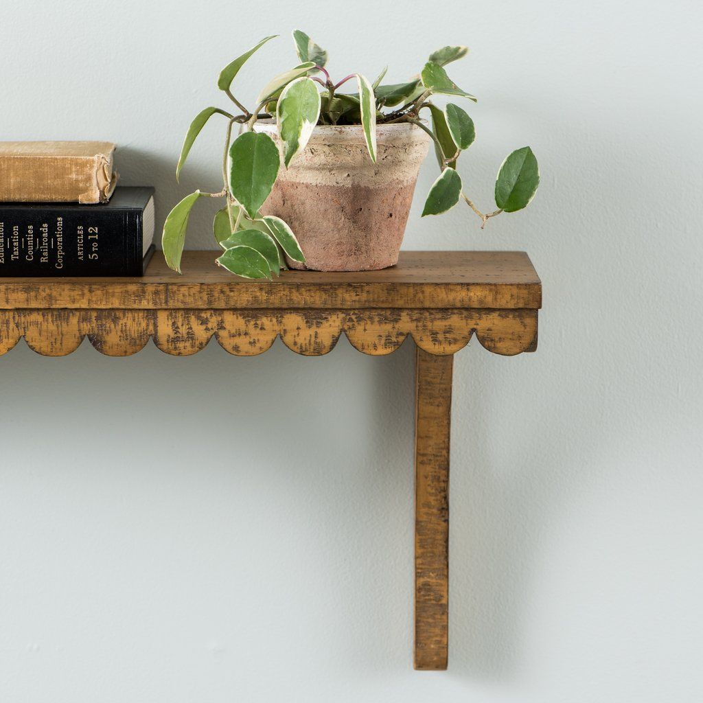 Wood Scalloped Edge Shelf | Magnolia | Decor, Wood, Shelves pertaining to Unveiling the Charm of Eucalyptus Wood Lacquered Scalloped Shelving