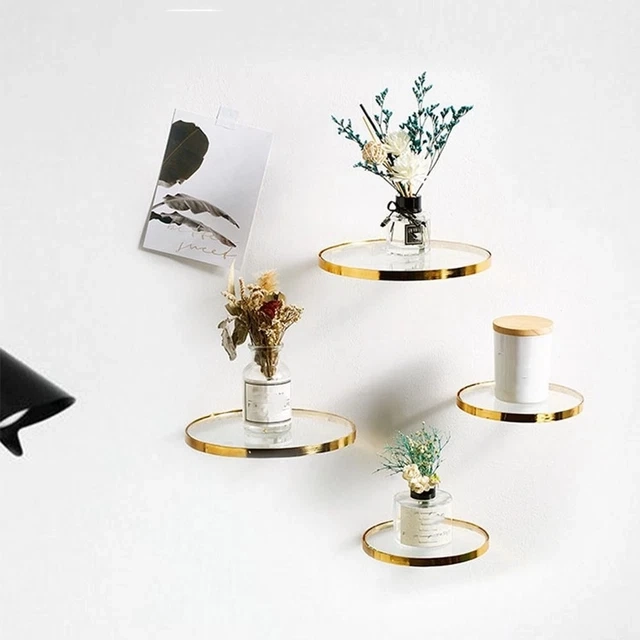 Wrought Iron Round Floating Shelf Wall Mounted Plant Floating Shelf ... regarding