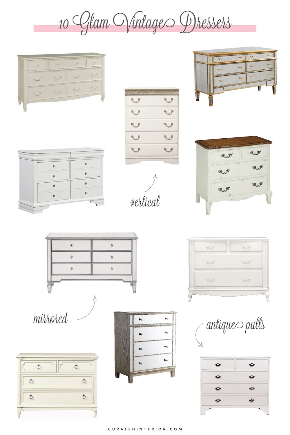 10 Glam Vintage Dressers For Your Home pertaining to Navigating the Different Styles of Oak Double Dressers