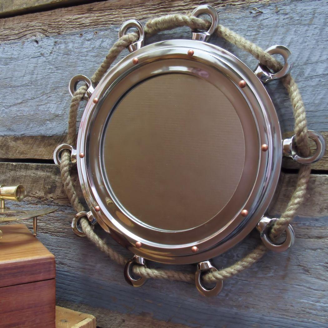 16 Inch Nickel Porthole Mirror With Rope | Porthole Mirror, Mirror ... with regard to