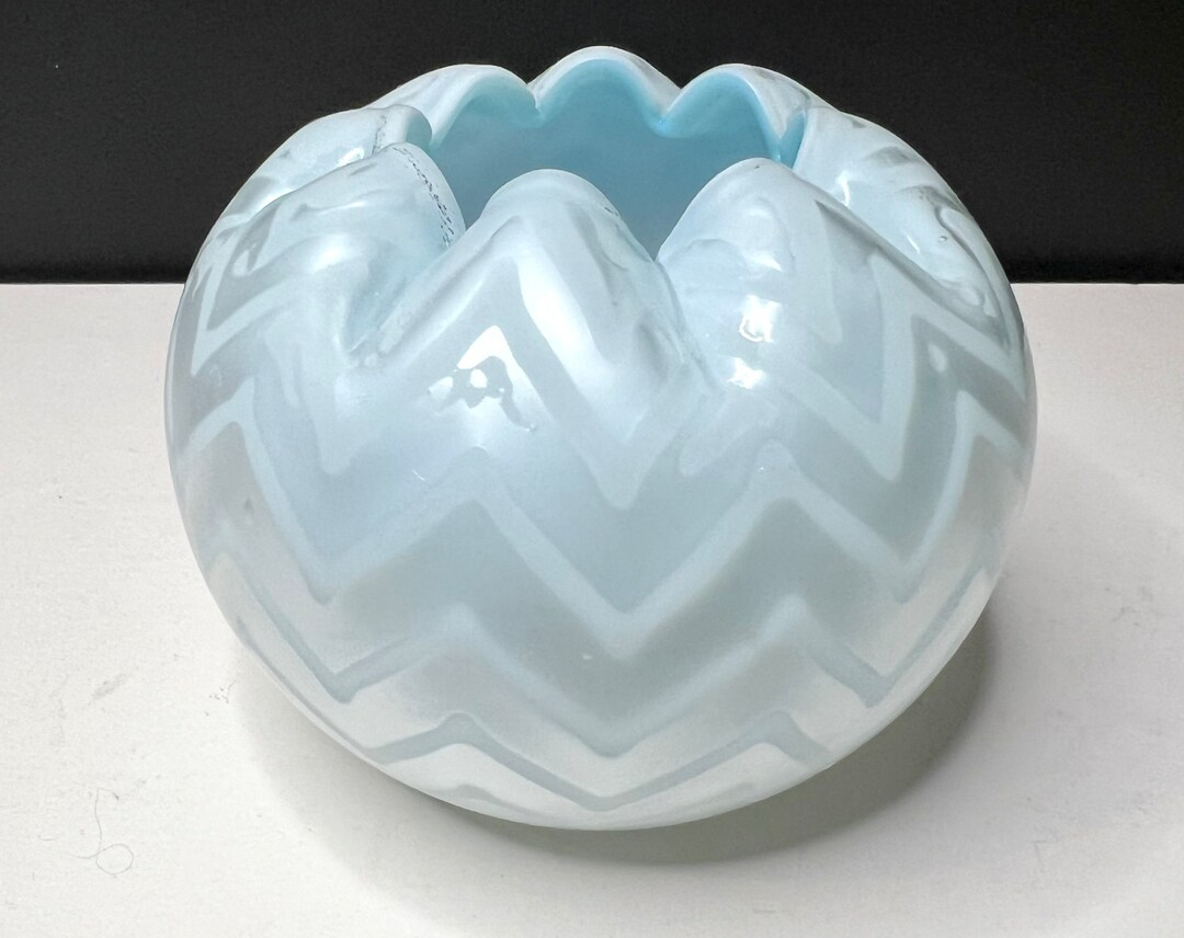 1890S Ice Blue Rose Bowl With Pearlized Herringbone Pattern - Etsy pertaining to