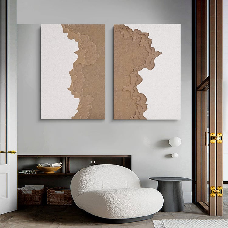 2 Pieces 27.6" Modern 3D Abstract Rectangle Wave Wall Decor Art Living ... intended for