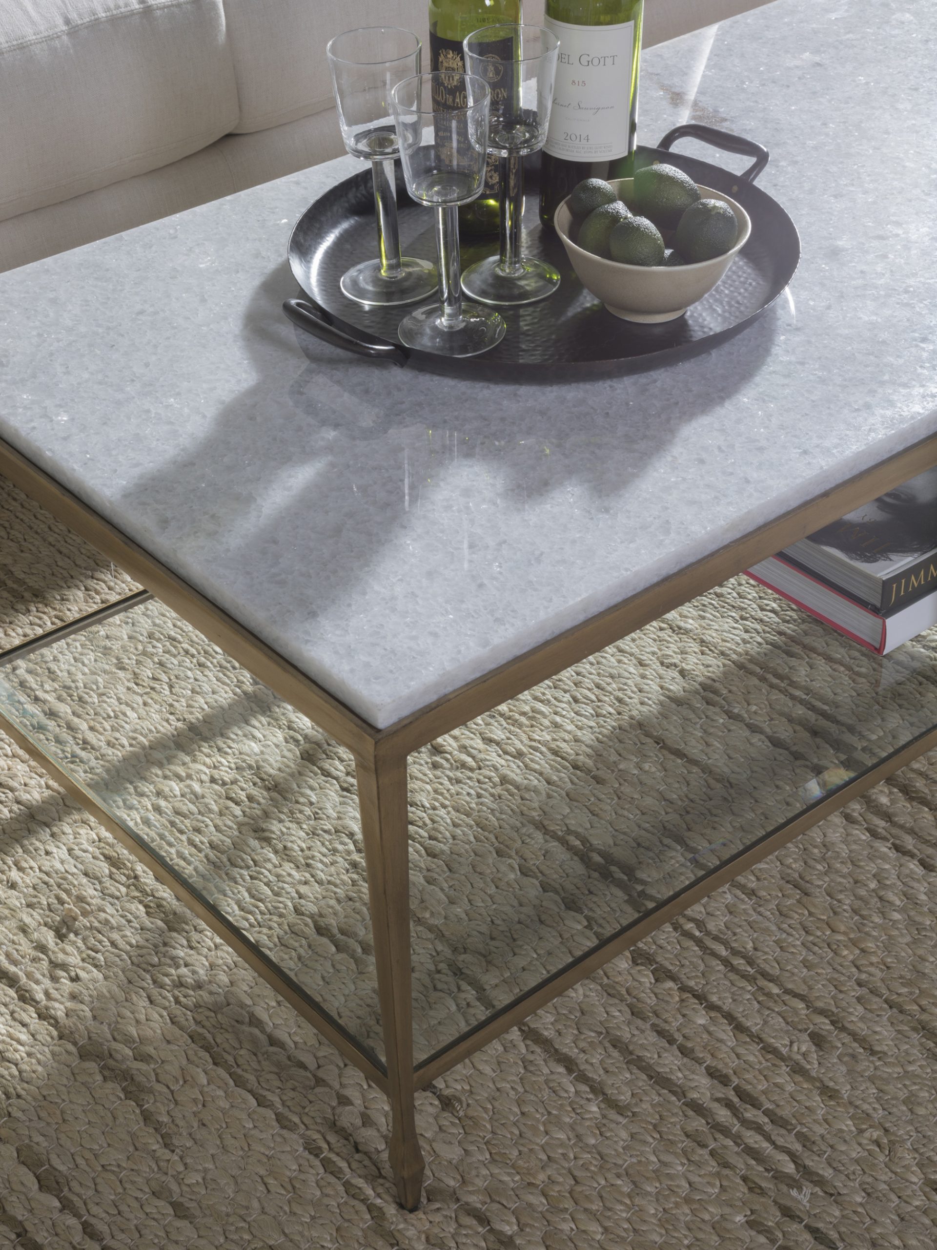 2214-945 | Sashay Gold Rectangular Cocktail Table | Signature intended for Exploring the Aesthetics and Functionality of the Sashay Gold Slim Etagere