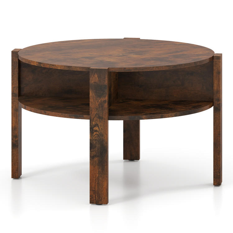 29.5 Inch Round Coffee Table With Storage Shelves For Small Space - Costway in Transforming Interiors One 29-Inch Round Shelf at a Time