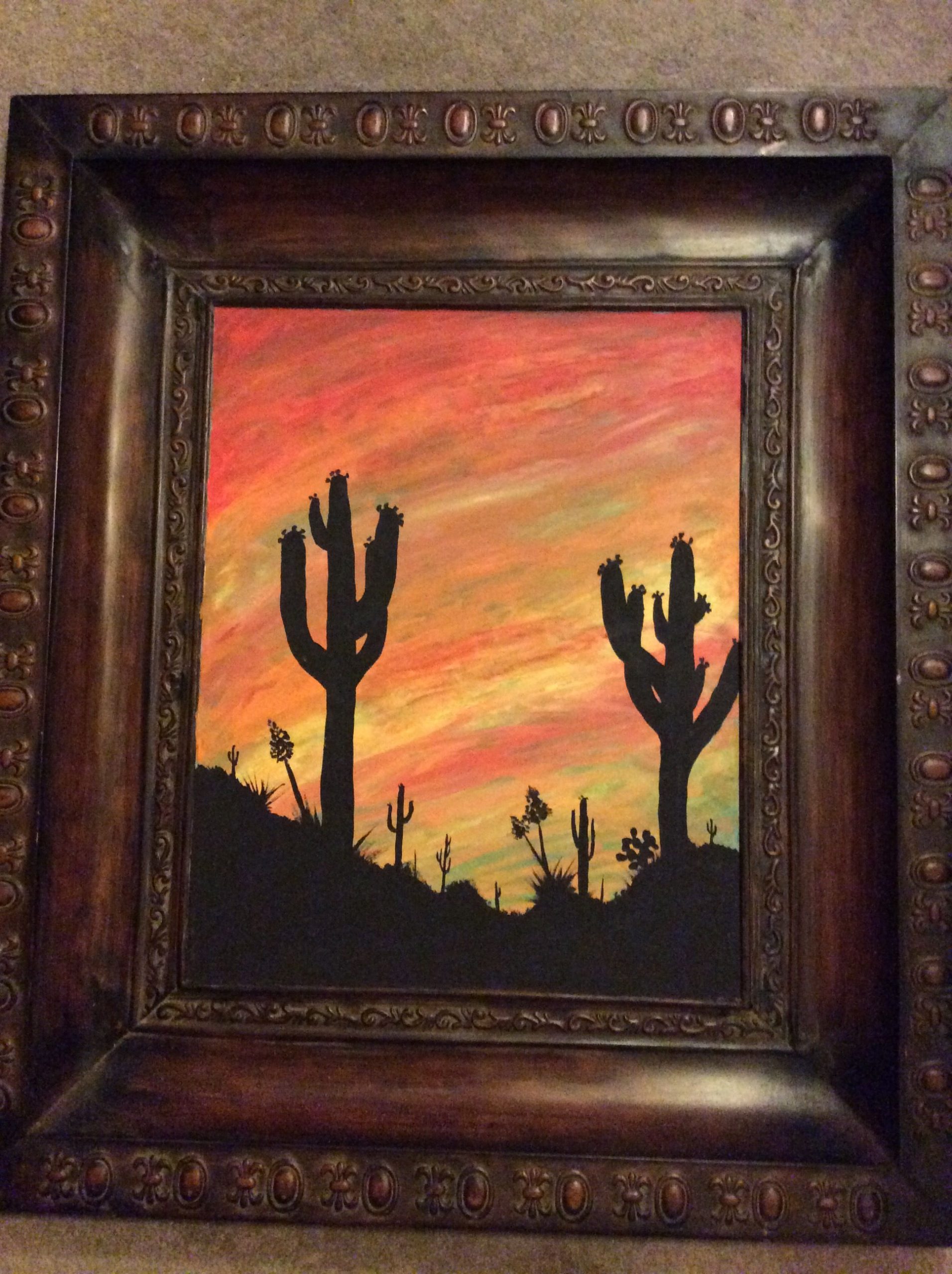 2Nd Hand Metal Picture And I Painted Over With My Favorite Cacti. | Art ... with