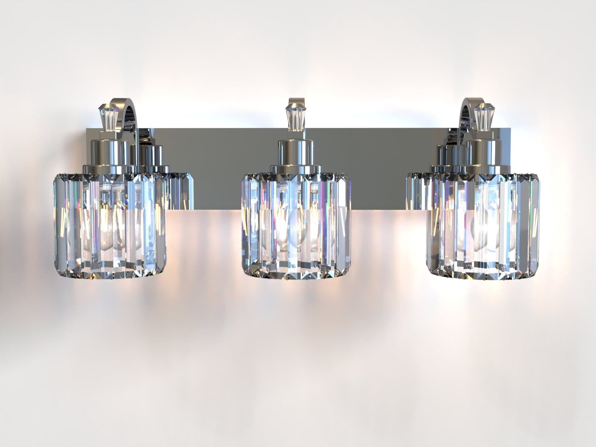 3-Light Modern Crystal Bathroom Light Fixtures-Chrome Vanity Lights ... throughout