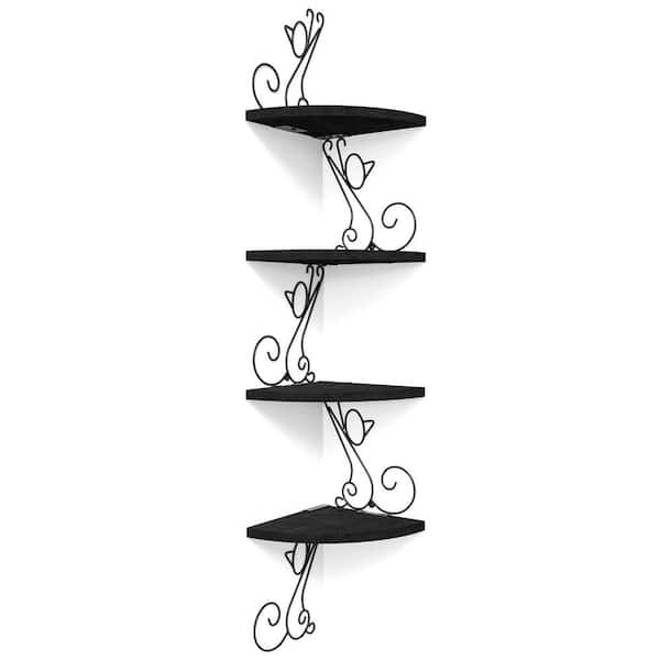 4-Tier Decorative Floating Corner Wall Shelves Tg00005B - The Home Depot regarding