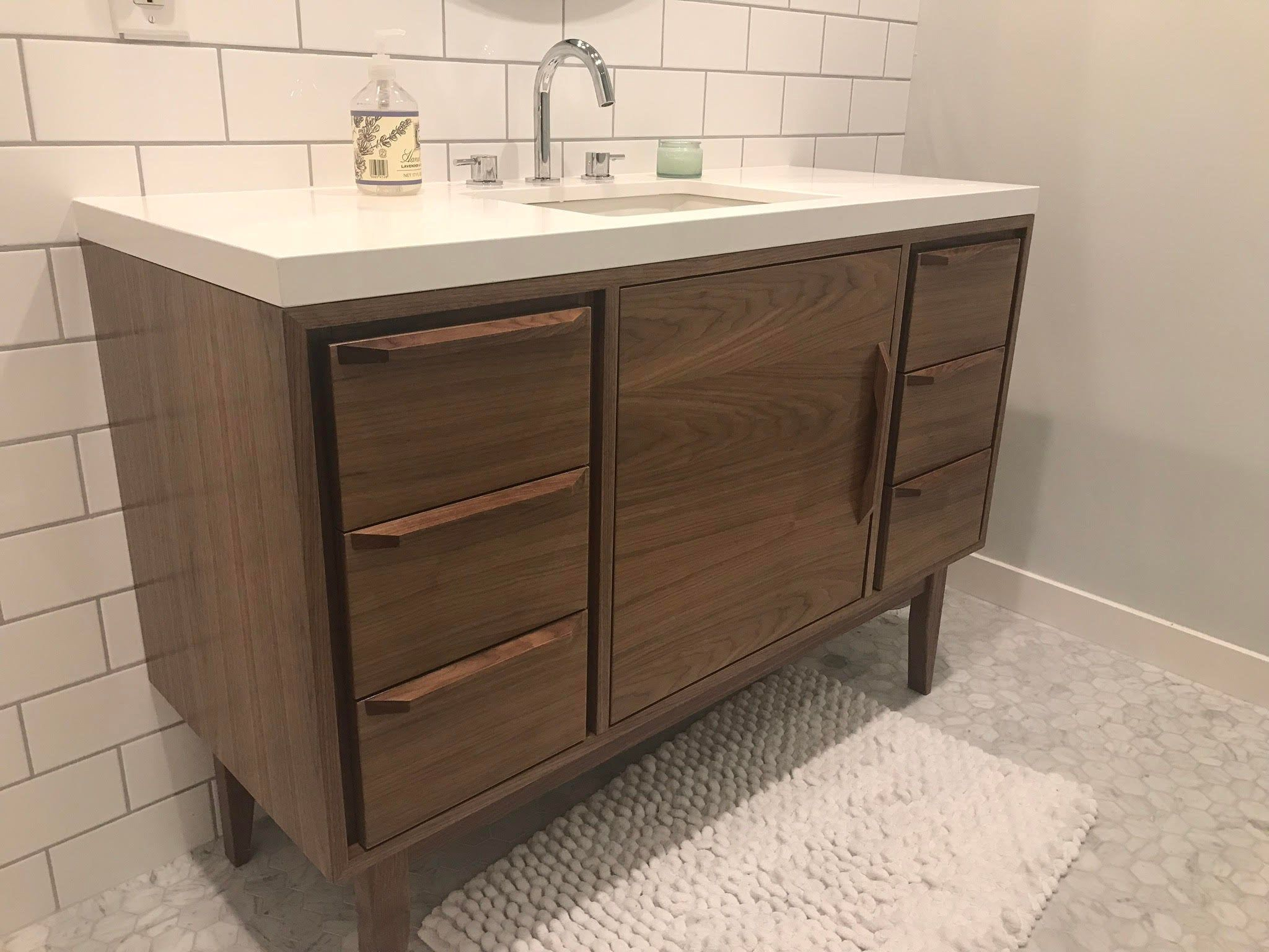 48 Mid Century Style Bathroom Vanity Cabinet In Walnut - Etsy ... pertaining to