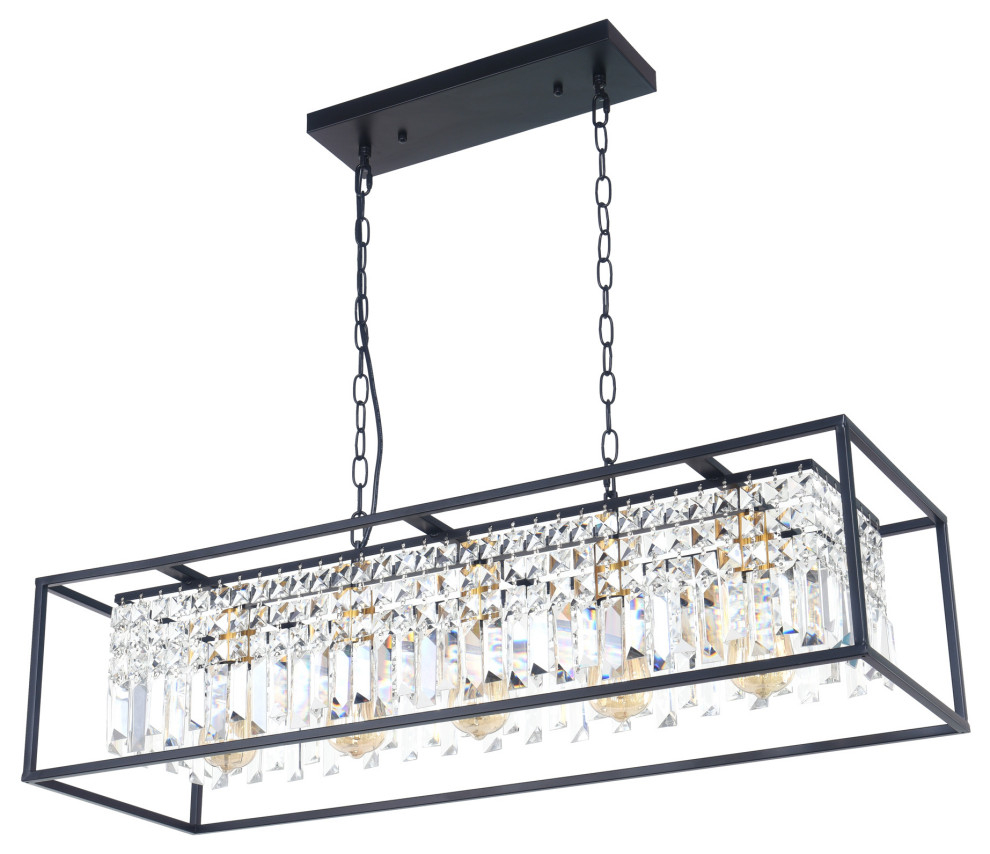 5-Light Linear Kitchen Island Pendant - Transitional - Kitchen Island ... within Choosing the Perfect 5-Light Linear Pendant for Your Island