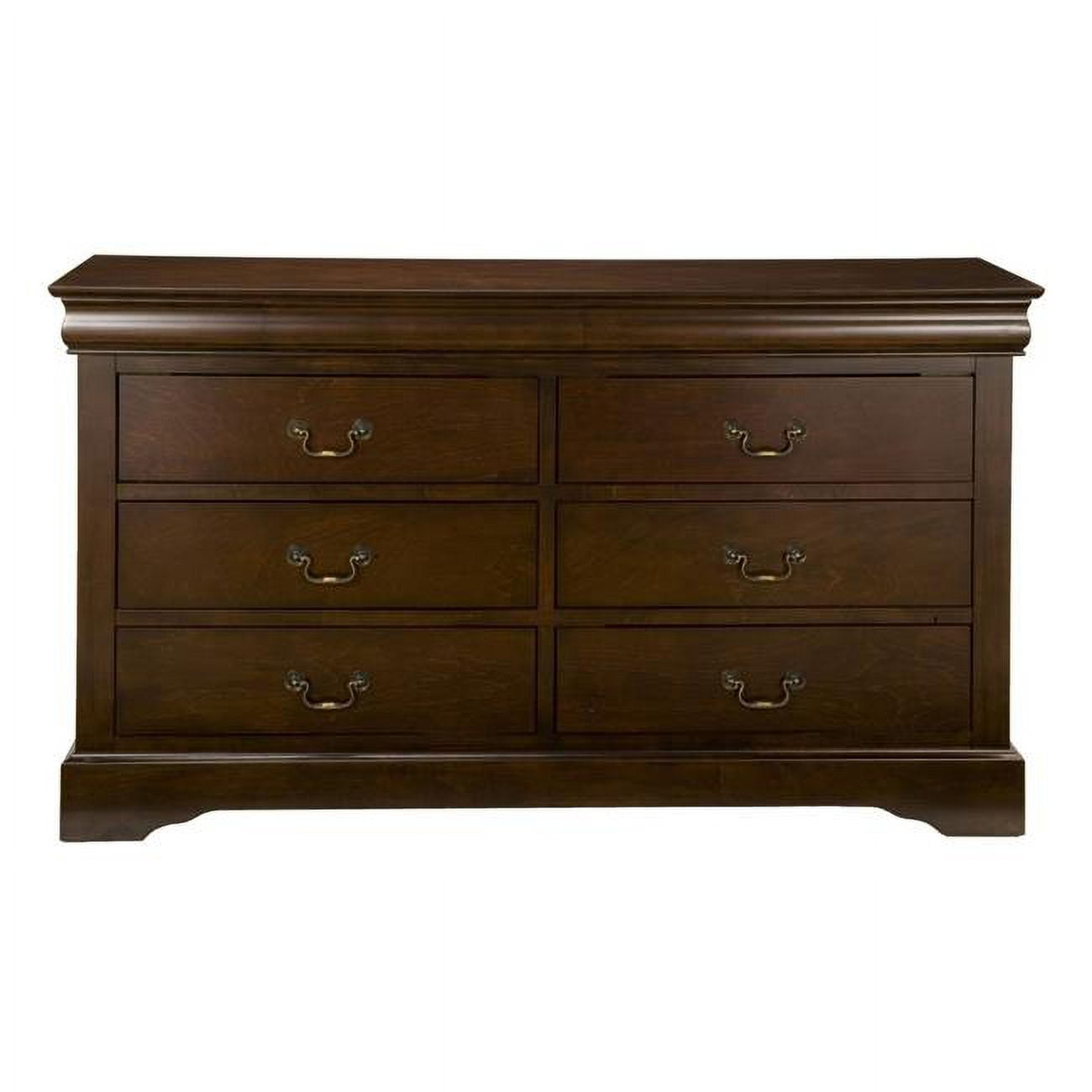 60 In. Brown Solid Wood Six Drawer Double Dresser - Walmart.com intended for