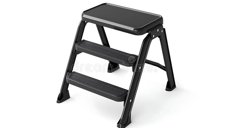 A Black Step Stool With Two Steps Stock Illustration - Illustration Of ... in The Practical Beauty of Pure Black Step High Shelving Solutions