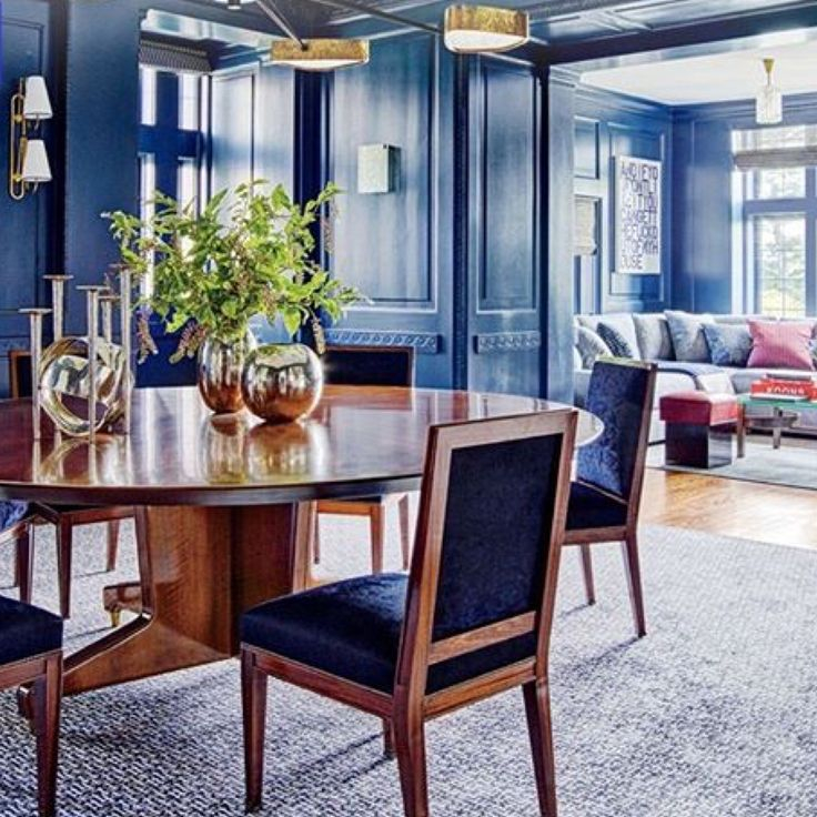 Ad Blue Lacquered Walls | Lacquered Walls, Dining Chairs, Home Decor throughout