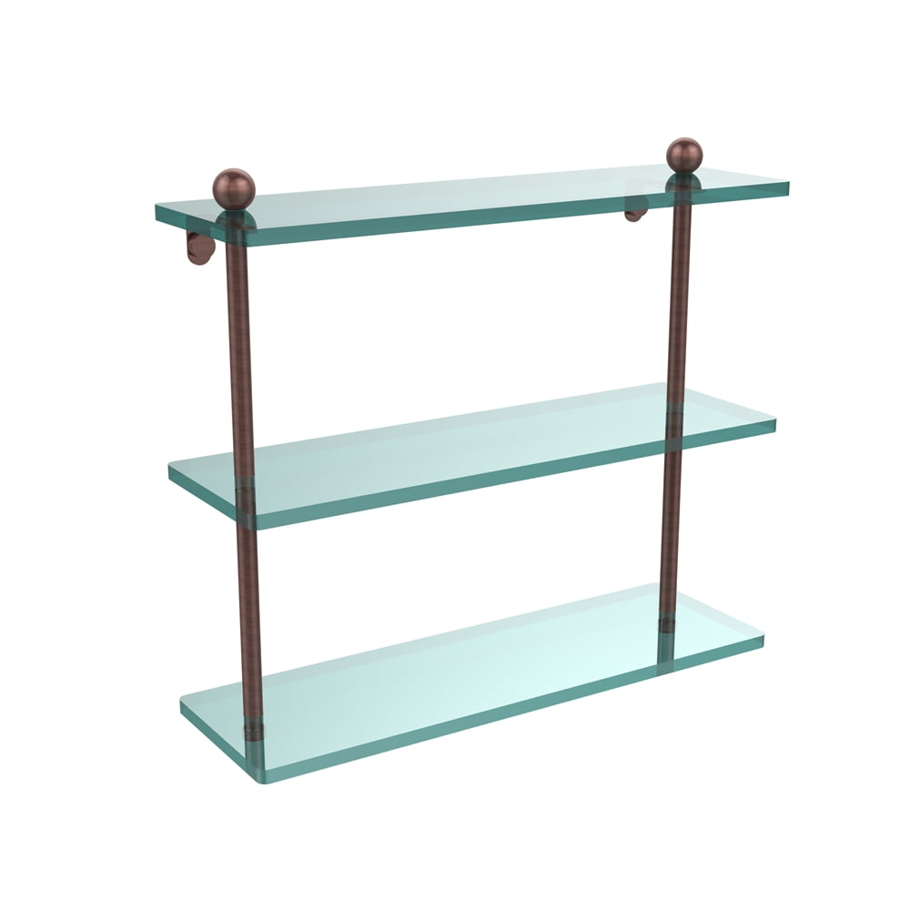 Allied Brass Pr-5/16-Sbr 16 Inch Triple Tiered Glass Shelf, Satin Brass ... for