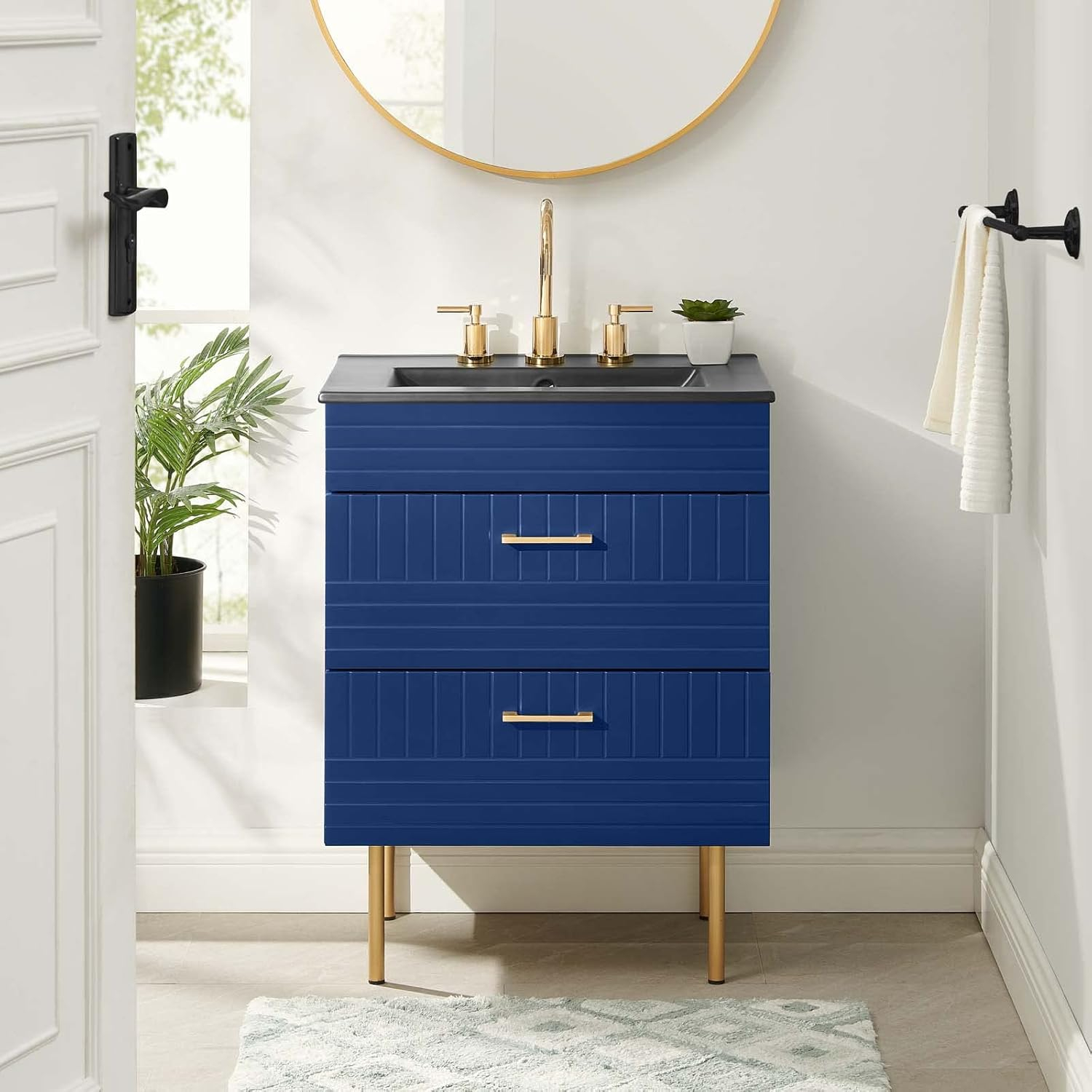 Amazon.com: Modway Daybreak 24" Wall-Mount Bathroom Vanity In Blue ... intended for